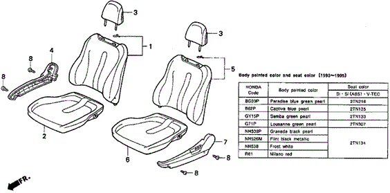 Seat for 1995 Honda Civic del Sol #0