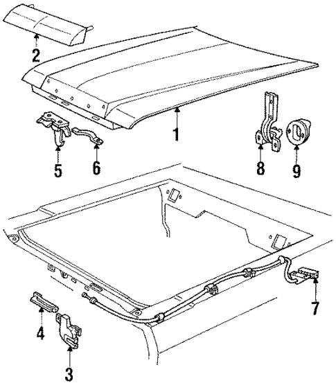 Hood & Components for 1985 Ford LTD #0