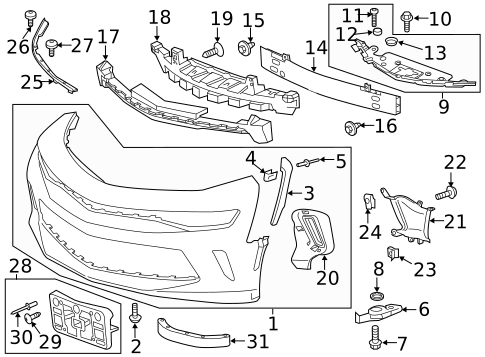 Bumper & Components - Front for 2018 Chevrolet Camaro #0