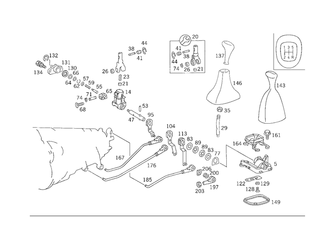 1232671110 - : Gearshift-Lever Knob for Mercedes-Benz: 190, 190D, 190E, 200, 200D, 300CE, 300D, 300E, 300SE, 300SEL, 300TD, 300TE Image