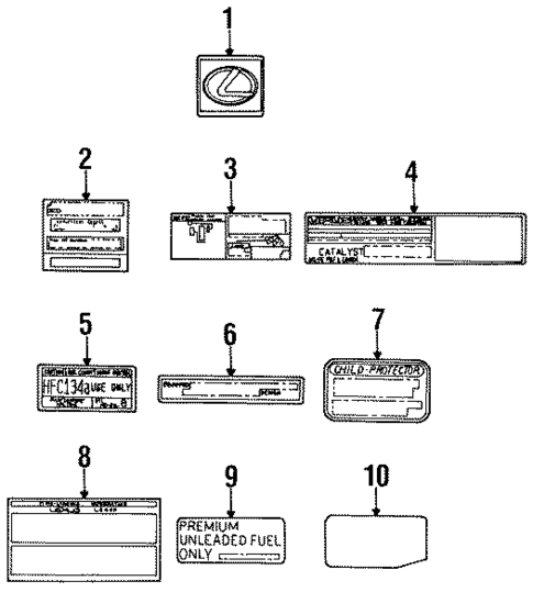 Labels for 1995 Lexus LS400 #0