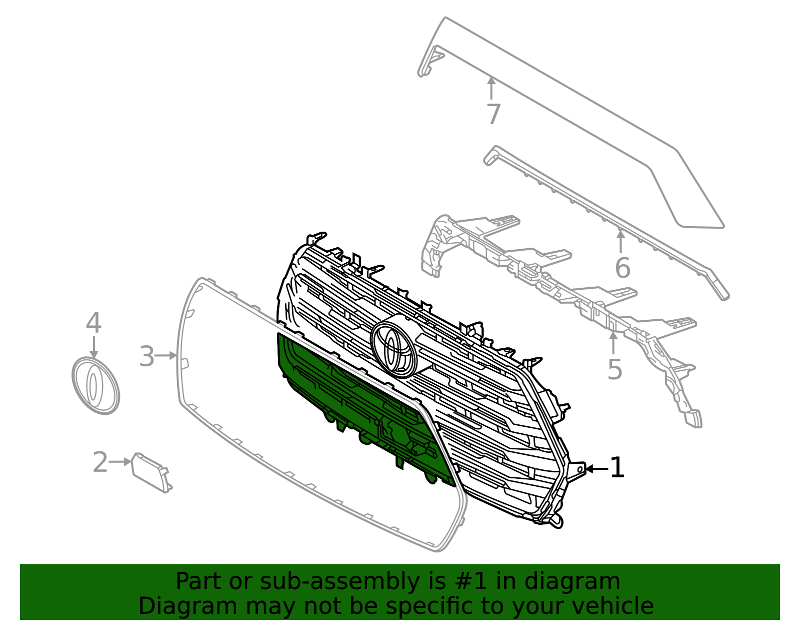 53114-0C530 - Genuine Toyota 2023 & Newer Sequoia TRD PRO Grill