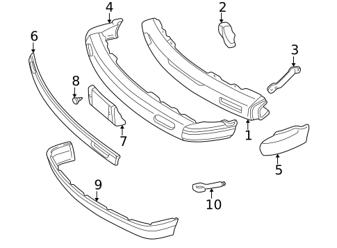 Bumper & Components - Front for 1995 Chevrolet S10 #0