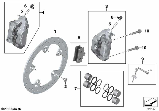 34111542080 - : Brake Caliper W/O Brake Pad Gold Right for BMW-Motorrad Image