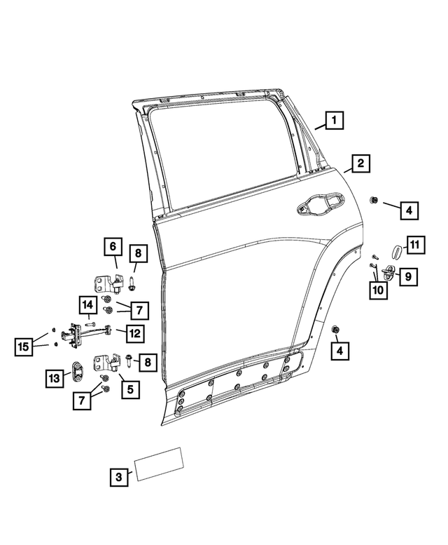 OEM 2014-2018 JEEP CHEROKEE REAR RIGHT EXTERIOR DOOR HANDLE GASKET