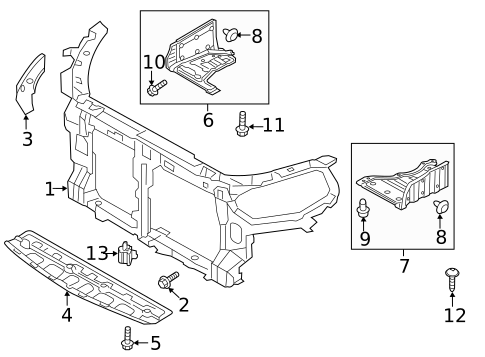 Radiator Support for 2012 Hyundai Azera #0
