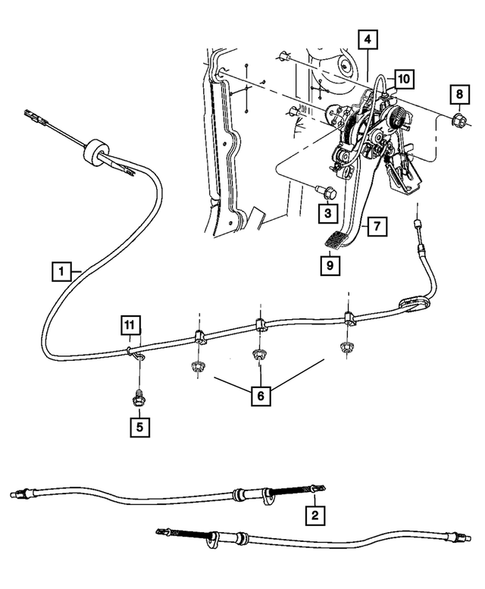 Parking Brake Lever, Cables, and Rear Disc Park Brake Assembly for 2015 Dodge Challenger #0