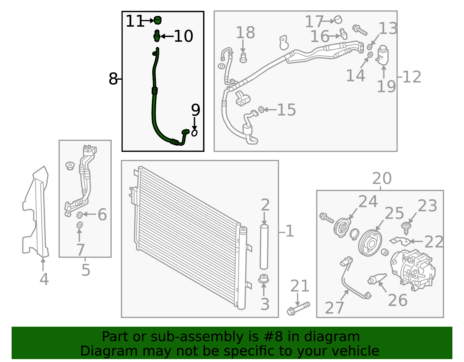thumbnail interactive-video image 1 of A/C Discharge Hose For Hyundai Elantra 2016-2018 2.0L – Compressor To Condenser – Replaces 97762F2100 1 of 6