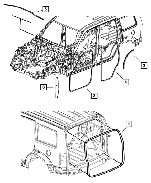 Body Structure Welds, Weatherstrips, Seals, Sealers and Adhesives for 2012 Jeep Liberty #0
