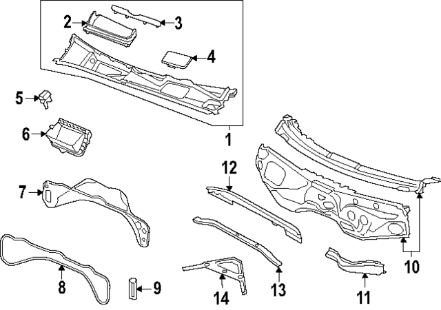 4M1819401E9B9 - Body: Cowl Grille for Audi Image
