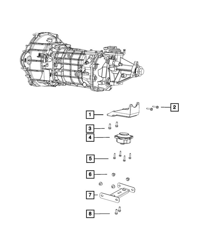 68084747AA - TR6060; 6-Speed; Manual Transmission: Transmission Mount for Mopar Image