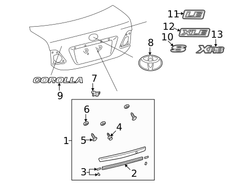 Exterior Trim - Trunk for 2012 Toyota Corolla #0