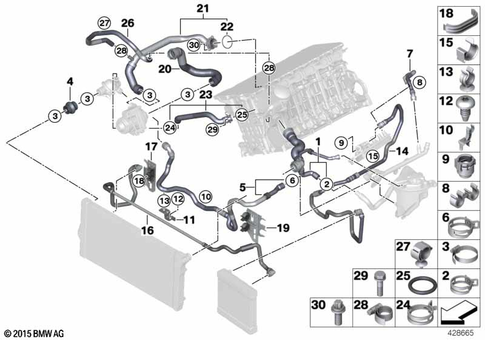 Cooling System Coolant Hoses for 2014 BMW 535i #1