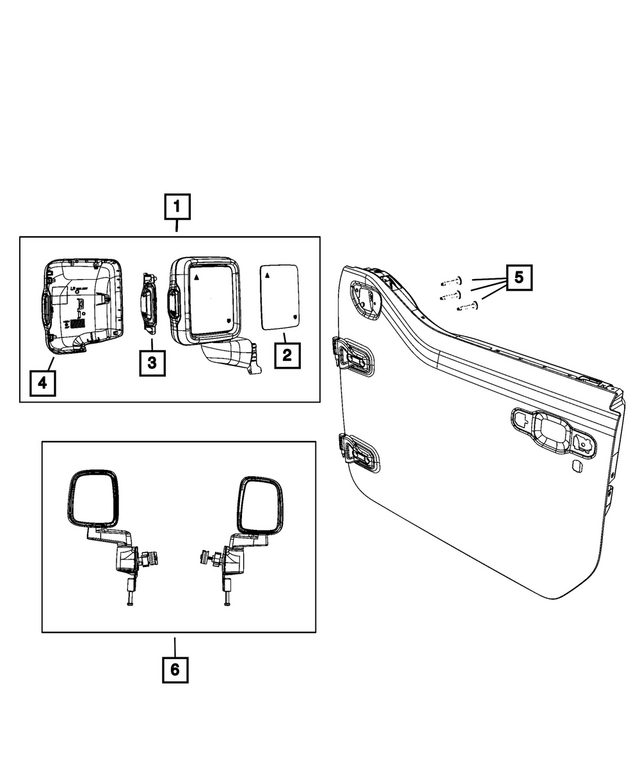 68628276AA - Doors, Door Mirrors and Related Parts: Outside Rearview Mirror, Right for Jeep: Gladiator, Wrangler Image