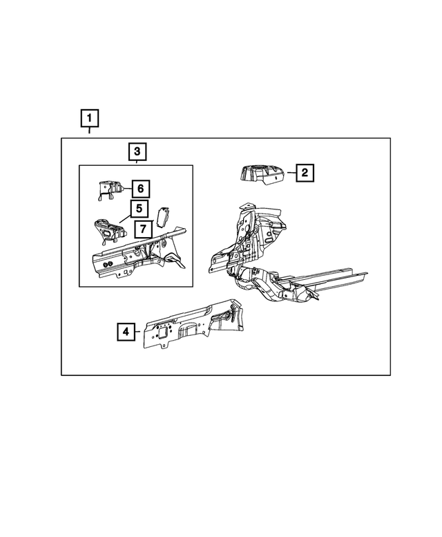68510404AA - Frame, Bumper and Fascia: Engine Support Bracket for Mopar Image