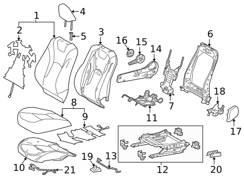 Passenger Seat Components for 2019 Toyota Prius #0