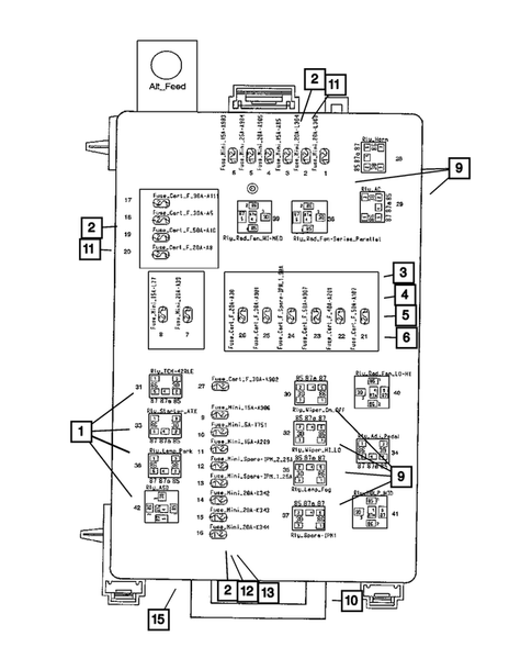 Power Distribution Center, Fuse Block, Junction Block, Relays and Fuses for 2008 Dodge Challenger #0