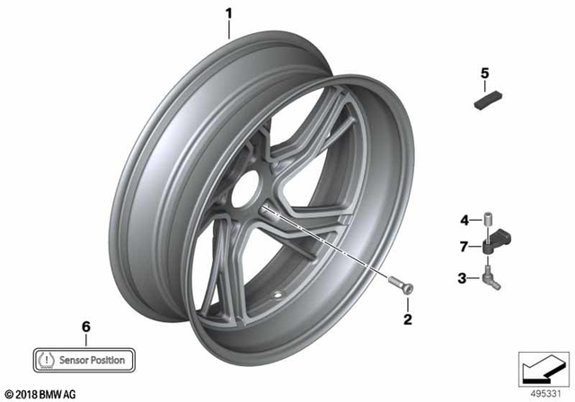 36318404321 - Wheels and Tires: Cast Rim, Black Rear - 5.5X17 for BMW-Motorrad Image
