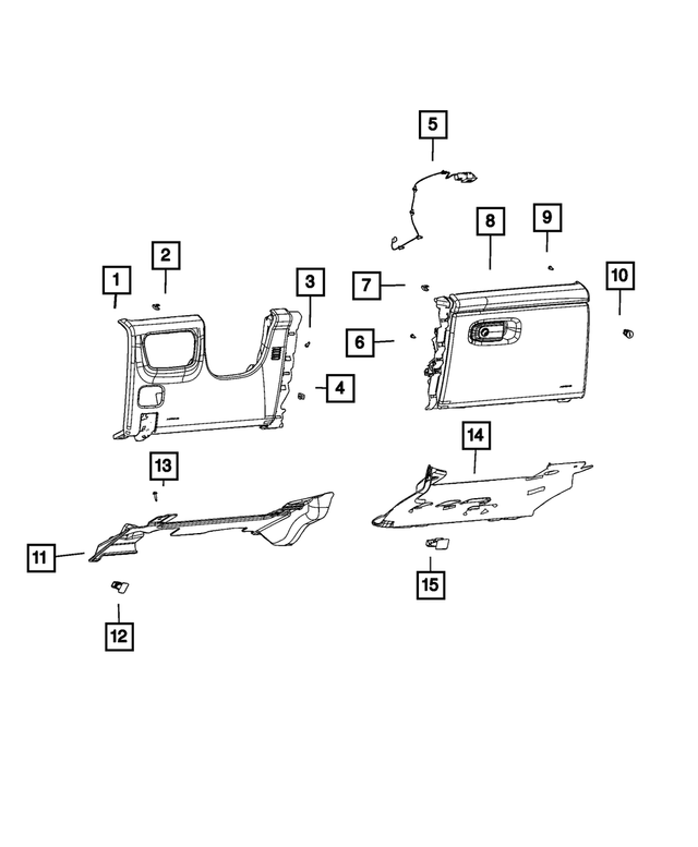 6PL991X7AG - Interior Trim: Instrument Panel Glove Box for Jeep: Grand Cherokee, Grand Cherokee L Image