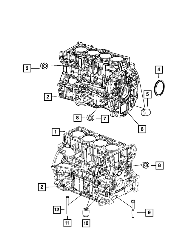 « 5183906AH – 2.4L Gas; Engine : Bloc Court Moteur pour Mopar Image »