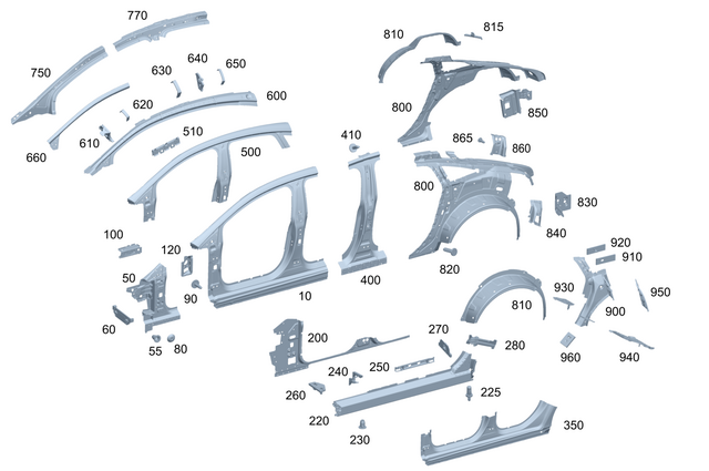 2976303401 - Side Walls: Side Wall for Mercedes-Benz: EQS 450, EQS 450+, EQS 580, EQS AMG Image image
