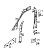 68005113AA - Body Sheet Metal Except Doors: A Pillar Molding, Top, Left for Mopar Image