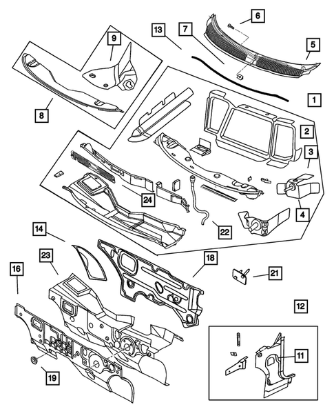 Cowl and Dash Panel for 2002 Dodge Neon #0
