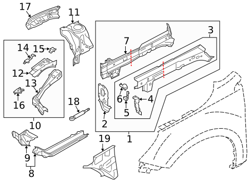 Structural Components & Rails for 2012 Subaru Legacy #1
