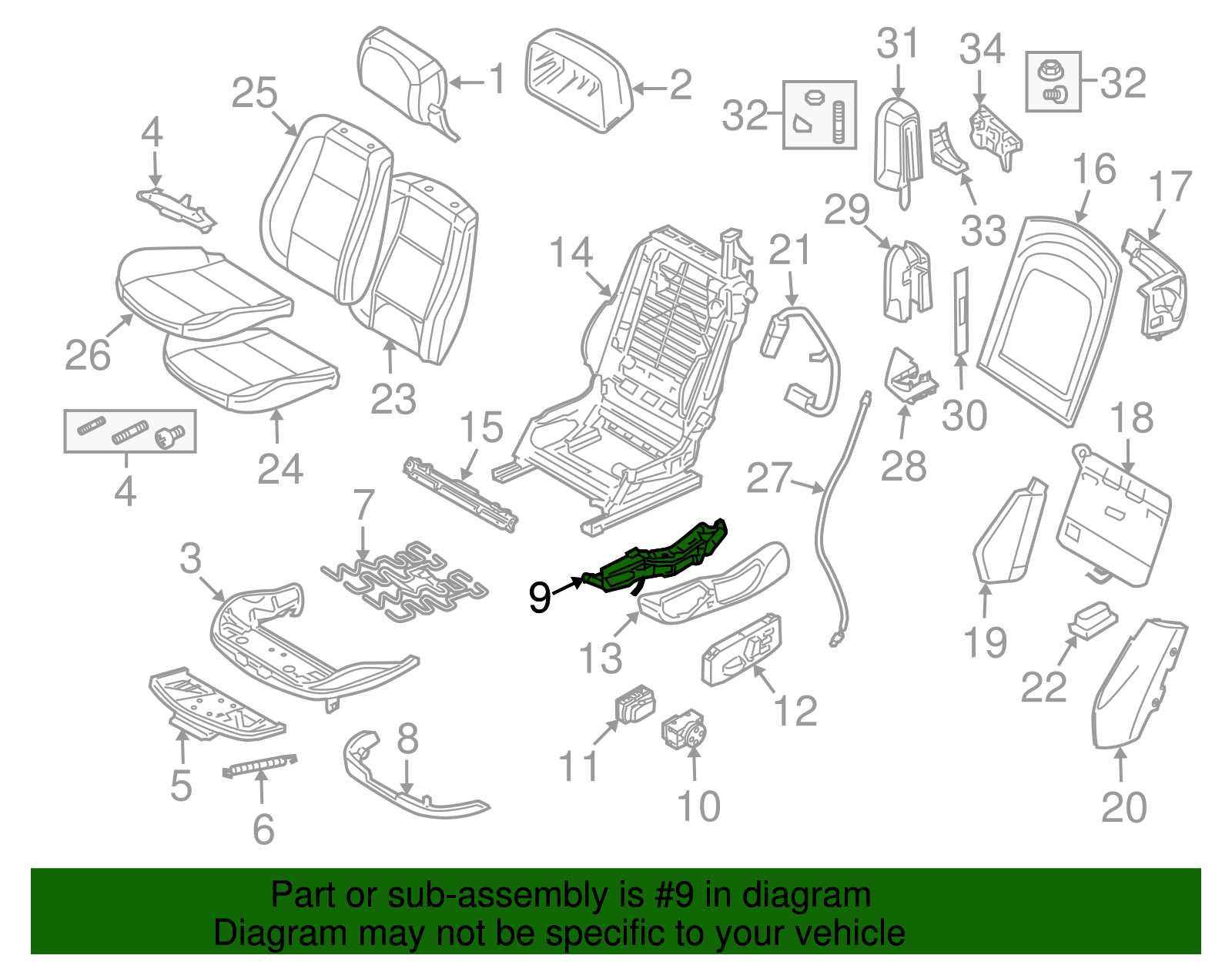 Seat Switch Panel Bracket - BMW (52-10-6-988-160)