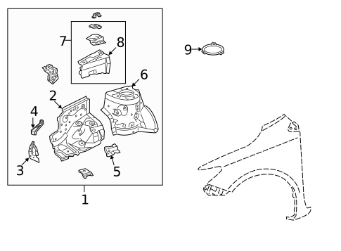 Structural Components & Rails for 2011 Toyota Corolla #2
