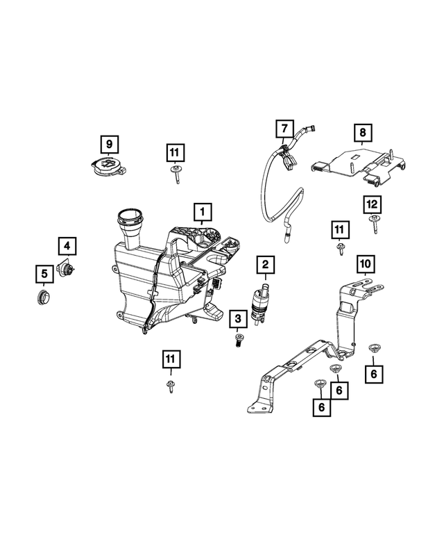 68523876AA - Electrical: Windshield Washer Reservoir for Mopar Image