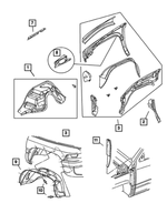 55275310AH - Body Sheet Metal Except Doors: Front Inner Wheelhouse, Right for Mopar Image