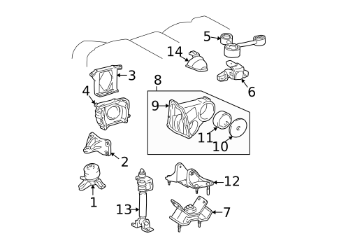 Engine & Trans Mounting for 2000 Toyota Solara #1