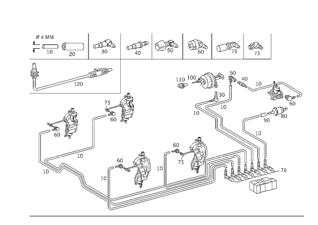 1581435 - Vacuum System/Hydraulic System: Piping for Mercedes-Benz Image image