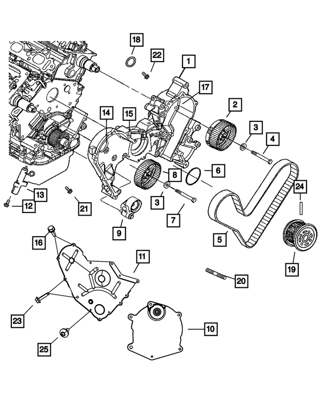 « 4892270AA – Engine 3.5L Six Cylinder : Carter De Distribution Couvercle, Côté Gauche, Avant pour Mopar Image »