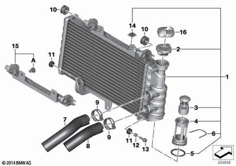 Engine Radiator with Mounting Hardware for 2017 BMW-Motorrad F 800 R #0