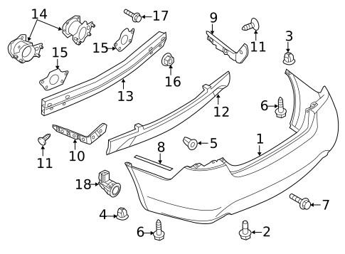 Bumper & Components - Rear for 2014 INFINITI Q70 #1