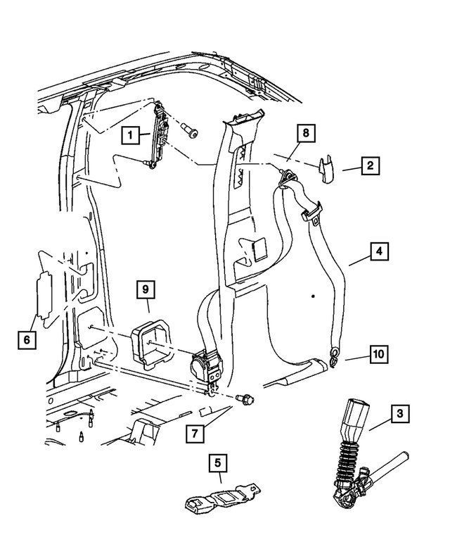 « 1FS92BD1AB – Restraints : Boucle Mobile De Ceinture De Sécurité Dispositif De Reglage pour Mopar Image »