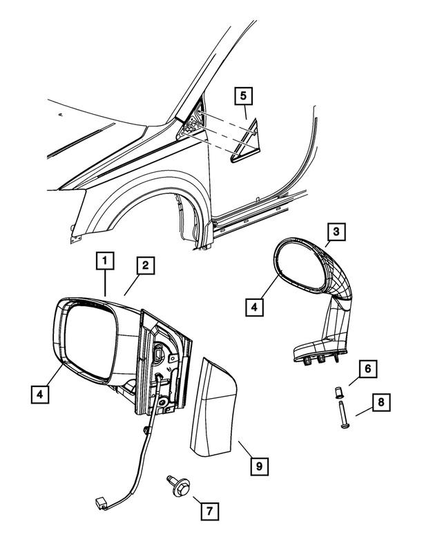 5113349AL - Doors, Door Mirrors and Related Parts: Outside Rear-View Mirror, Left for Mopar Image