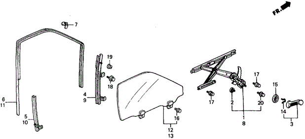 Front Door Window for 1988 Honda Civic #0