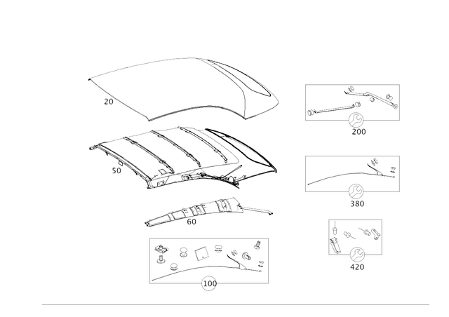 2387703000 - Soft Top: Outer Cover for Mercedes-Benz: C43 AMG, C63 AMG, C63 AMG S, E400, E450, E53 AMG Image image