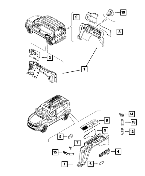 Panels-Moldings-Scuff Plates, Pillar, Cowl, 1/4 Panel Trim and Cargo Covers for 2018 Ram ProMaster City #1