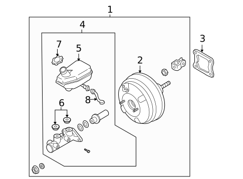 Master Cylinder - Components On Dash Panel for 2008 Hyundai Entourage #0