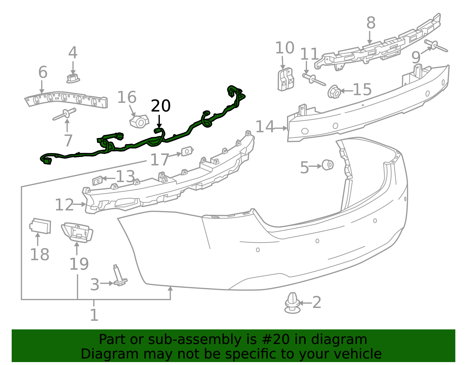 2014-2015 Chevrolet Impala Rear Object Alarm Sensor Wiring Harness ...