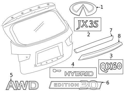 Exterior Trim - Lift Gate for 2013 INFINITI JX35 #0