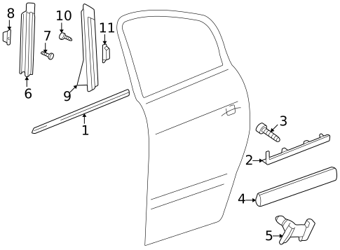 Exterior Trim - Rear Door for 2001 Volkswagen Passat #0