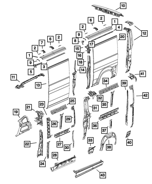 Aperture Panel and Pillar Supports for 2017 Ram ProMaster 2500 #2