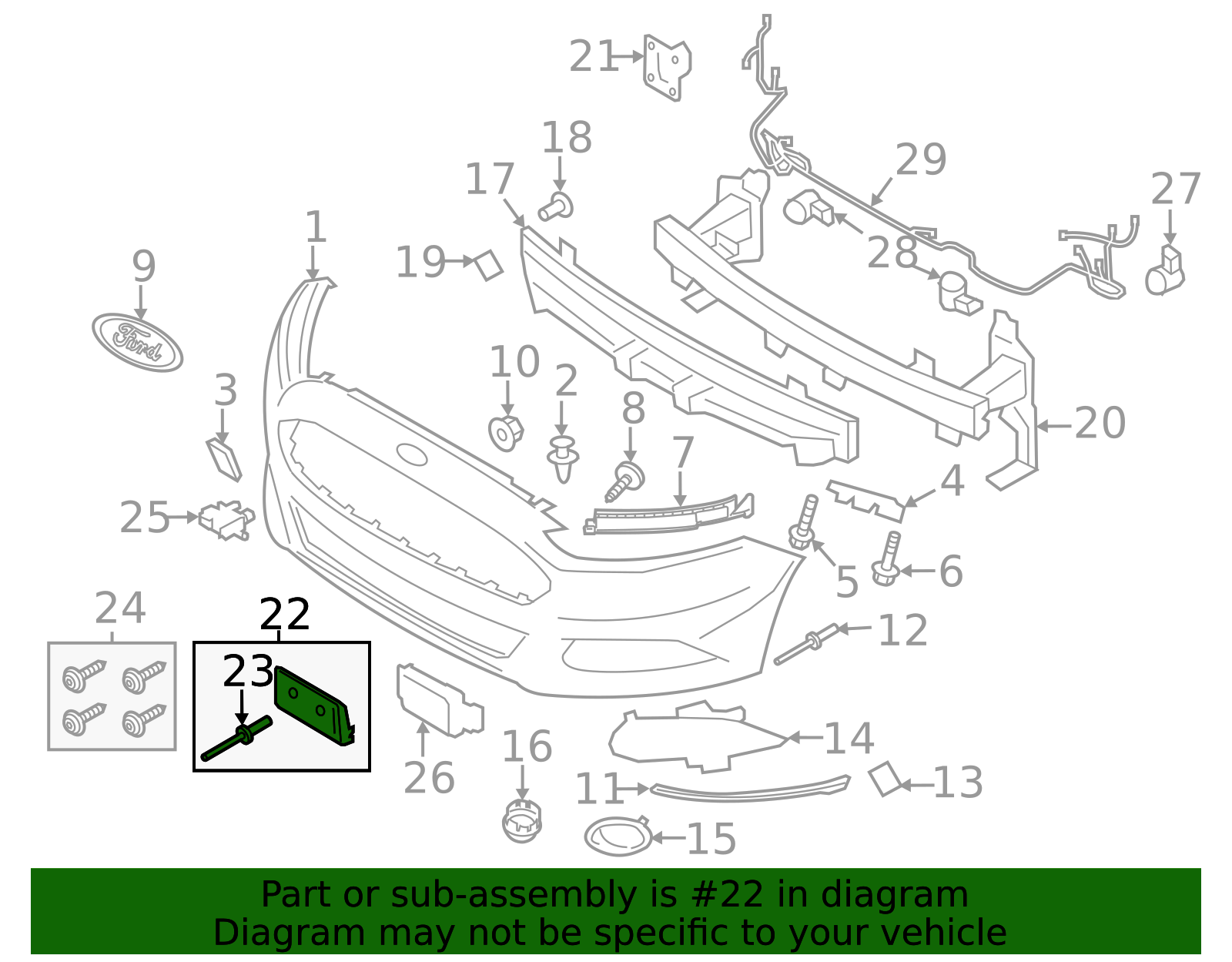 thumbnail image 2 of OEM Ford Front Bumper License Plate Bracket – 2013-2016 Ford Fusion – DS7Z-17A385-AA 2 of 5