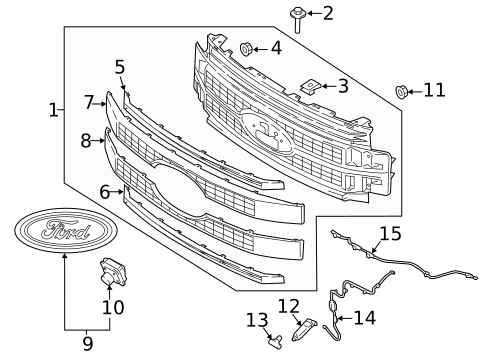 Grille & Components for 2019 Ford F-250 Super Duty #0