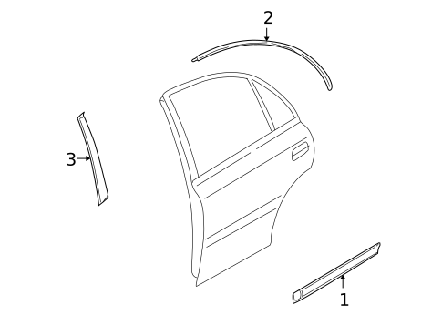 Exterior Trim - Rear Door for 2004 Kia Rio #0